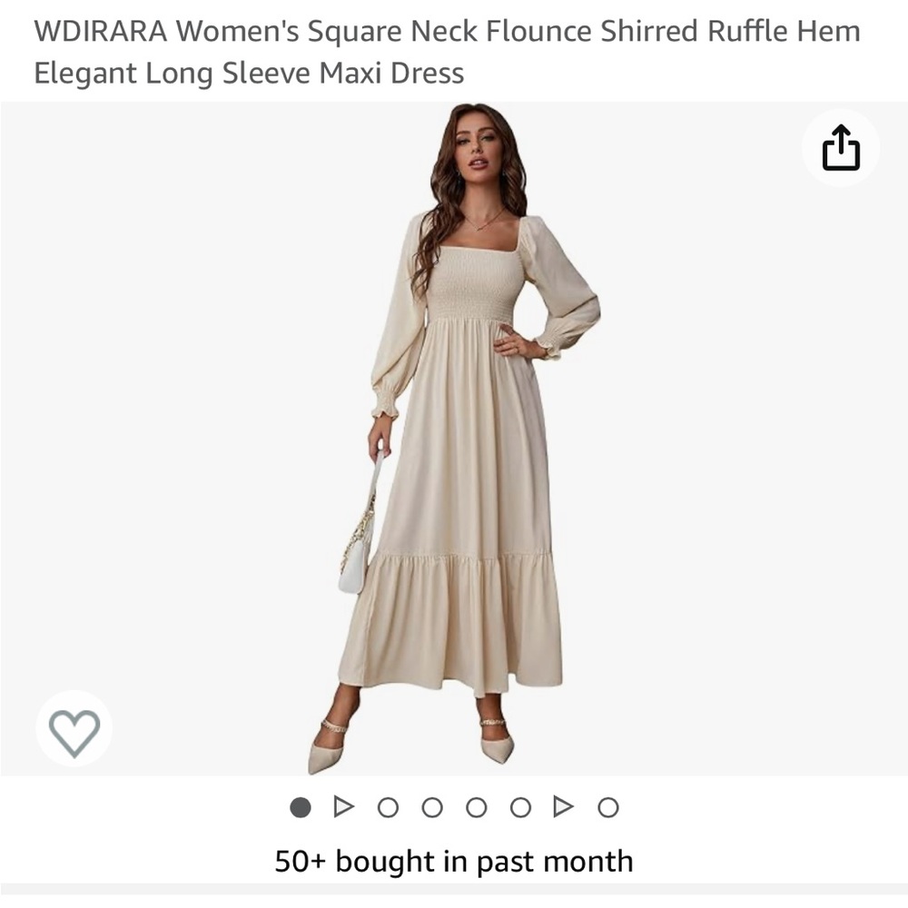 Cream smocked maxi dress